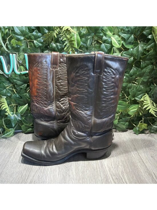VTG Wrangler Patent Leather Thunderbird Cowboy Boots Rainbow Peacock Mens 12 D